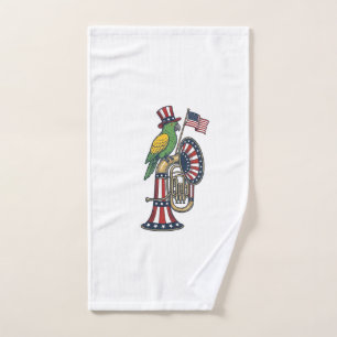 Patriotic Bird Vintage Engraving Music Shirt Desig Hand Towel