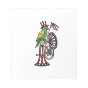 Patriotic Bird Vintage Engraving Music Shirt Desig Notepad