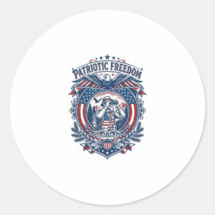 Patriotic Birdwatcher Vector Graphic Tee (2) Classic Round Sticker