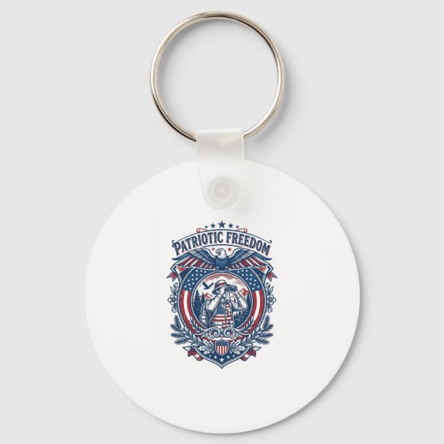 Patriotic Birdwatcher Vector Graphic Tee (2) Key Ring (Front)