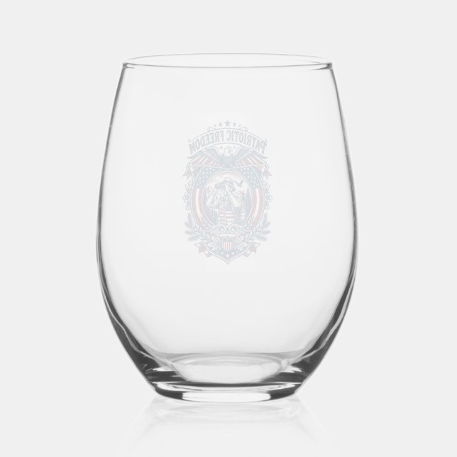 Patriotic Birdwatcher Vector Graphic Tee (2) Stemless Wine Glass (Front)