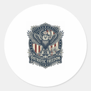 Patriotic Birdwatcher Vector Graphic Tee Classic Round Sticker