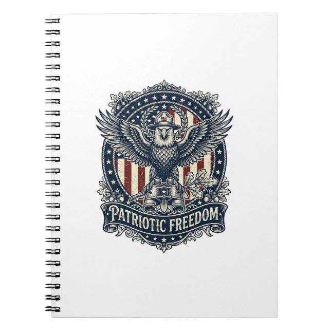 Patriotic Birdwatcher Vector Graphic Tee Notebook (Front)