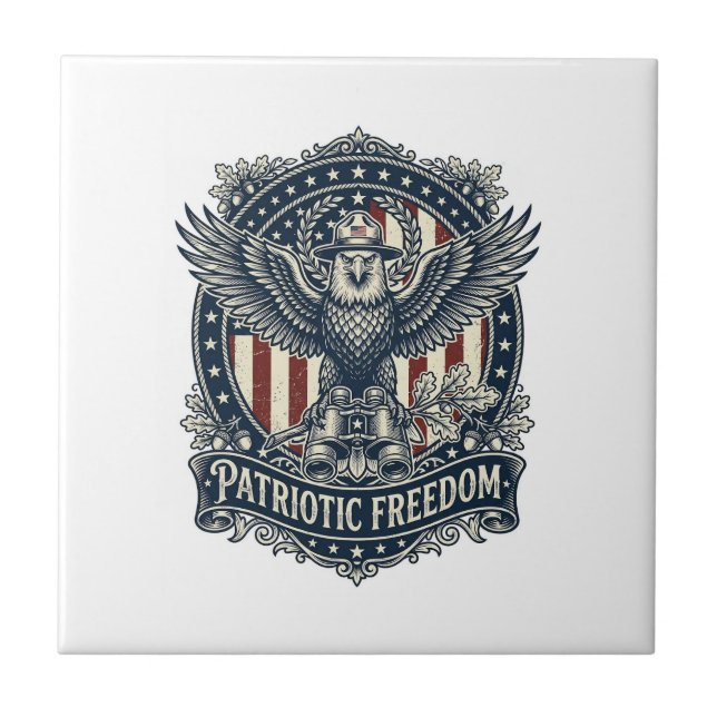 Patriotic Birdwatcher Vector Graphic Tee Tile (Front)
