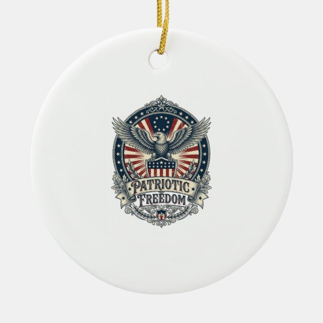 Patriotic Birth Year Series Vector Graphic Tee Ceramic Tree Decoration (Front)