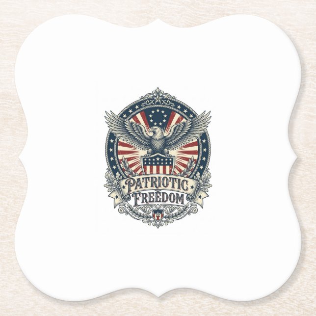 Patriotic Birth Year Series Vector Graphic Tee Paper Coaster (Front)