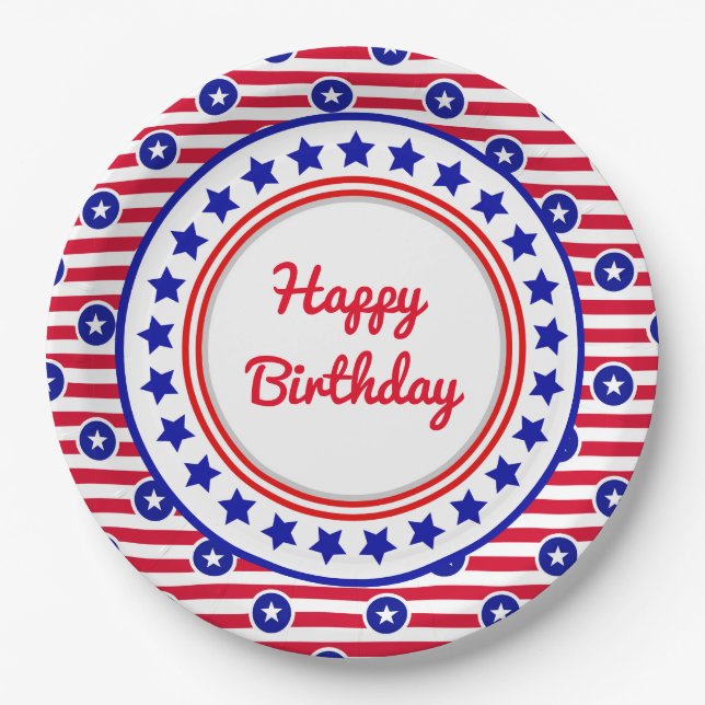 Patriotic Birthday Paper Plate (Front)