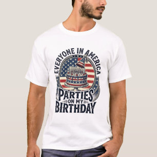 Patriotic Birthday Party Vintage Cake Shirt Design