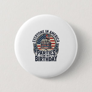 Patriotic Birthday Party Vintage Cake Shirt Design 6 Cm Round Badge