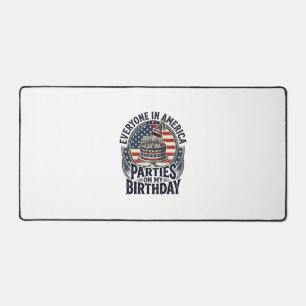 Patriotic Birthday Party Vintage Cake Shirt Design Desk Mat