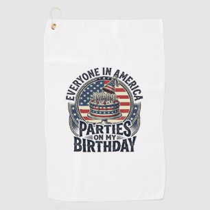 Patriotic Birthday Party Vintage Cake Shirt Design Golf Towel