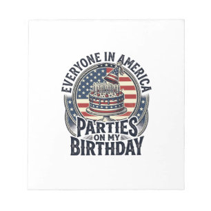 Patriotic Birthday Party Vintage Cake Shirt Design Notepad