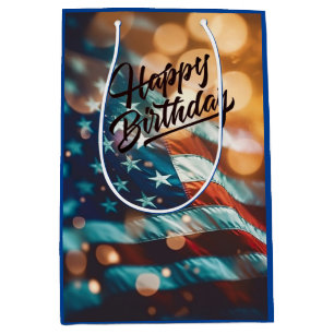 Patriotic Birthday Postcard Medium Gift Bag