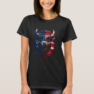 Patriotic Bison American Flag Buffalo 4th Of July  T-Shirt