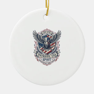 Patriotic Bison Eagle Crest Animal Hybrid Patrioti Ceramic Tree Decoration