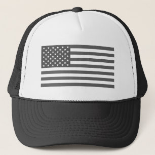 Patriotic black and white grayed out American flag Trucker Hat