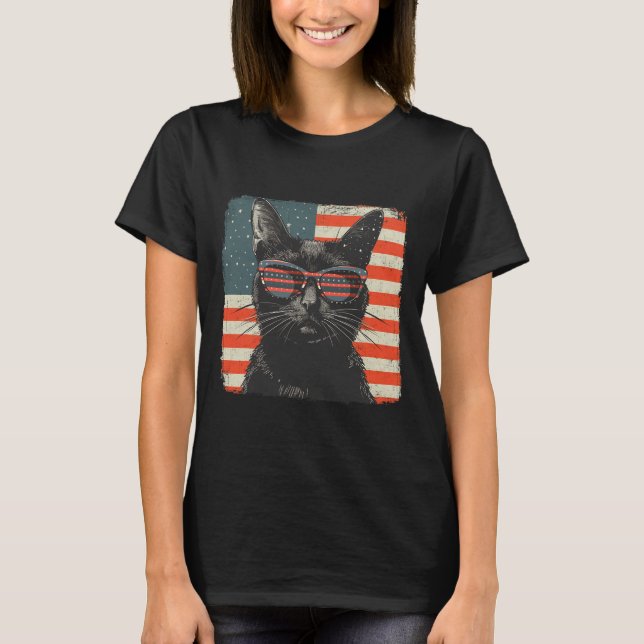 Patriotic Black Cat Shirt 4th Of July Women Men Ki (Front)