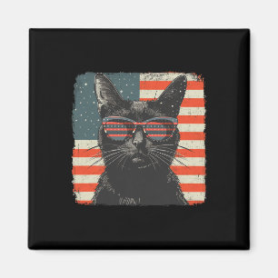 Patriotic Black Cat Shirt 4th Of July Women Men Ki Magnet