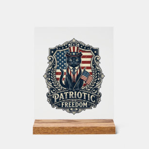 Patriotic Black Cat Vector Graphic Tee (2)_1 Acrylic Sign