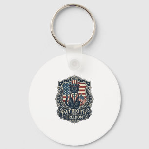 Patriotic Black Cat Vector Graphic Tee (2)_1 Key Ring