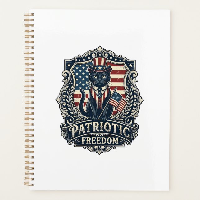 Patriotic Black Cat Vector Graphic Tee (2)_1 Planner (Front)