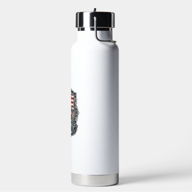 Patriotic Black Cat Vector Graphic Tee (2)_1 Water Bottle (Left)