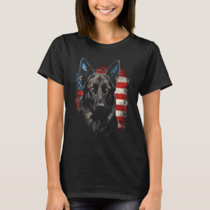 Patriotic Black German Shepherd American Flag Dog T-Shirt