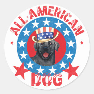 Patriotic Black Lab Classic Round Sticker