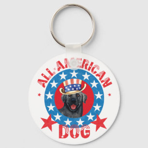 Patriotic Black Lab Key Ring
