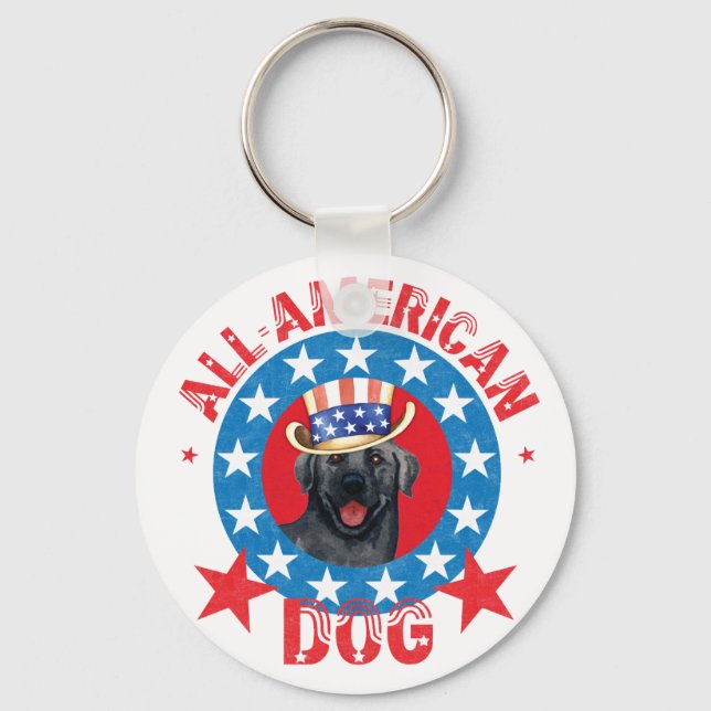 Patriotic Black Lab Key Ring (Front)