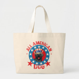 Patriotic Black Lab Large Tote Bag