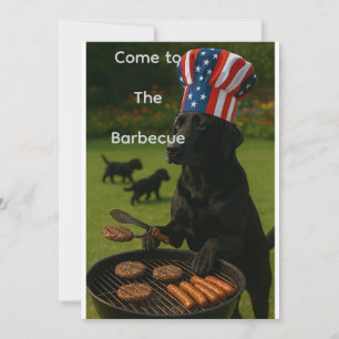Patriotic Black Labrador Summer Barbecue Invitation