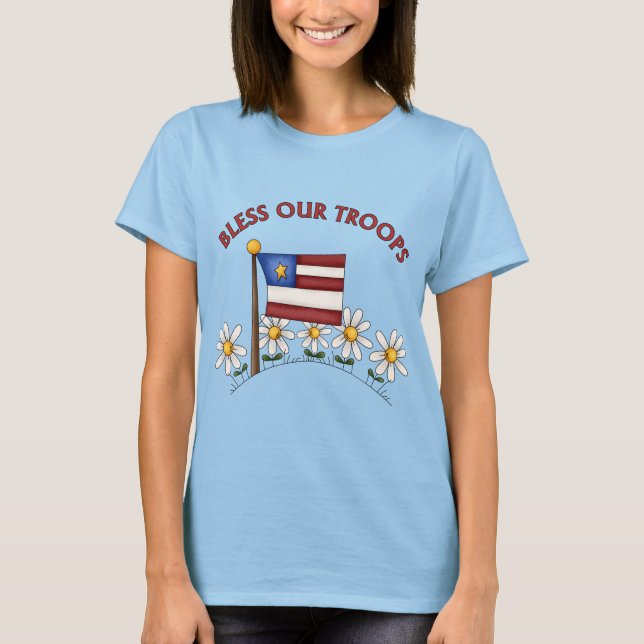 Patriotic Bless Our Troops T-Shirt (Front)