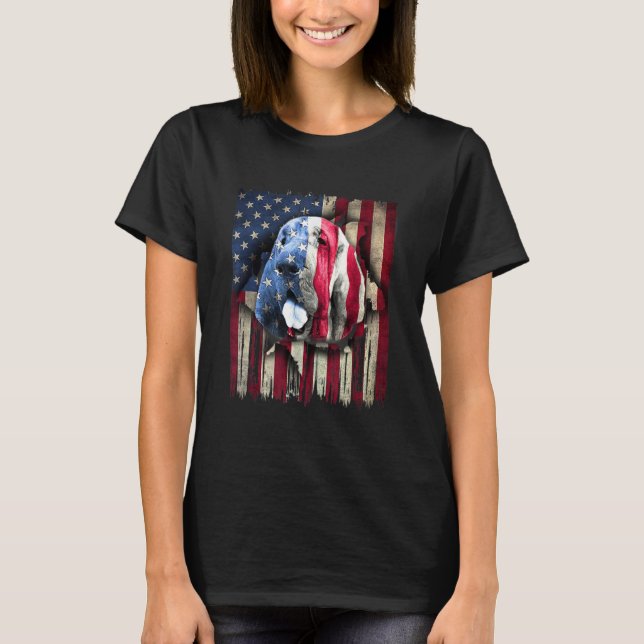 Patriotic Bloodhound American Flag USA Dog T-Shirt (Front)