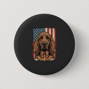 Patriotic Bloodhound Dog American Flag Art_1 6 Cm Round Badge