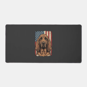 Patriotic Bloodhound Dog American Flag Art_1 Desk Mat