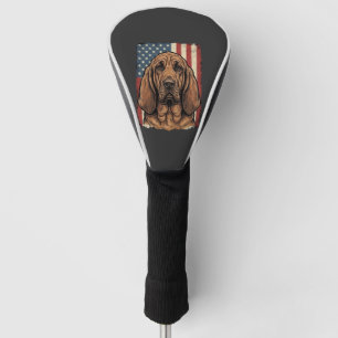 Patriotic Bloodhound Dog American Flag Art_1 Golf Head Cover
