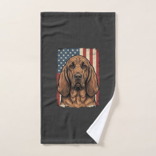 Patriotic Bloodhound Dog American Flag Art_1 Hand Towel