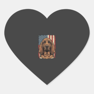 Patriotic Bloodhound Dog American Flag Art_1 Heart Sticker