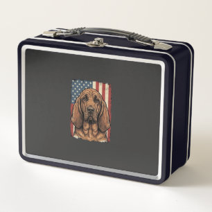 Patriotic Bloodhound Dog American Flag Art_1 Metal Lunch Box