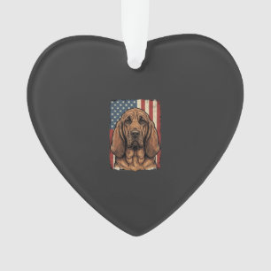 Patriotic Bloodhound Dog American Flag Art_1 Ornament