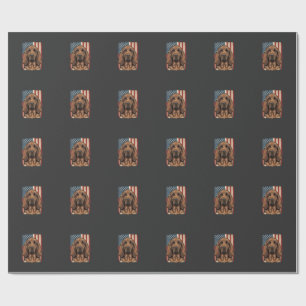 Patriotic Bloodhound Dog American Flag Art_1 Wrapping Paper