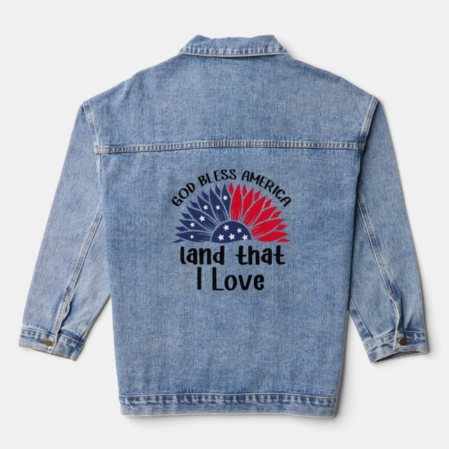 Patriotic Bloom Denim Jacket (Back)