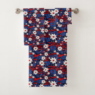 Patriotic Bloom – Stars, Stripes & Floral Elegance Bath Towel Set