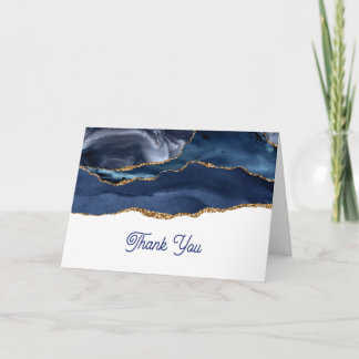 Patriotic Blue Gold Agate Thank You Card