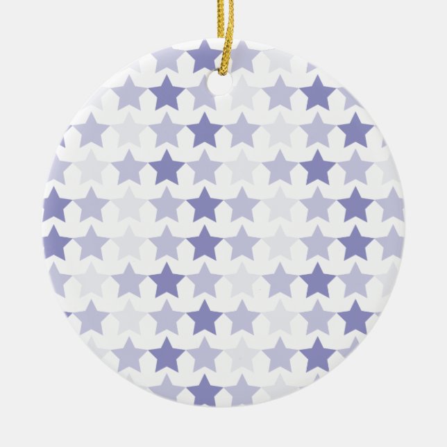 Patriotic Blue Ombre Stars Ceramic Tree Decoration (Front)
