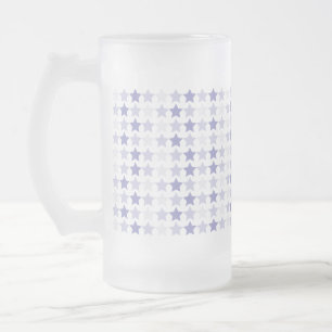 Patriotic Blue Ombre Stars Frosted Glass Beer Mug
