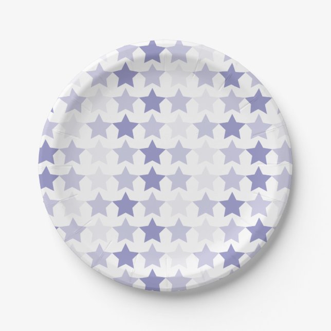 Patriotic Blue Ombre Stars Paper Plate (Front)