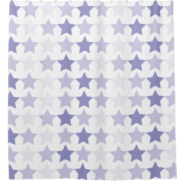 Patriotic Blue Ombre Stars Shower Curtain (Front)