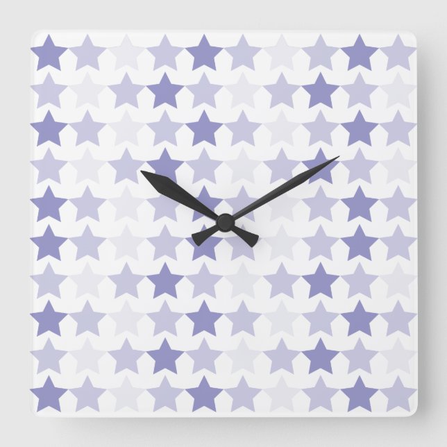 Patriotic Blue Ombre Stars Square Wall Clock (Front)